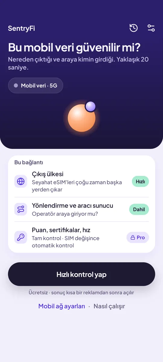 SentryFi uygulama ekranı 2