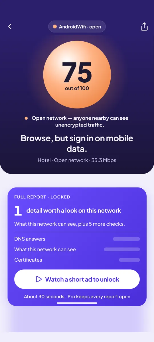 SentryFi App-Bildschirm 3